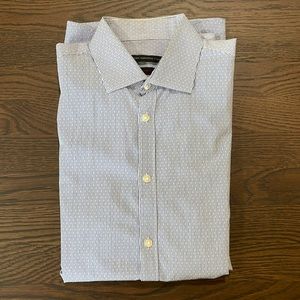 John Varvatos U.S.A. Slim fit blue stripe dress shirt.